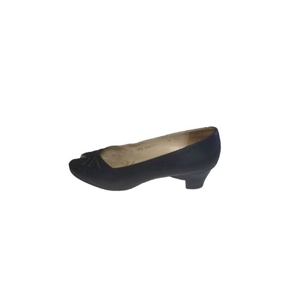 Vintage Salvatore Ferragamo Peep Toe Leather Sz 9 AAA‎ Blue Designer Workwear - Picture 1 of 6
